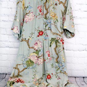 H&M Blue Floral Bird Midi Dress